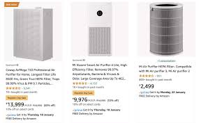 Amazon Basics Air Purifier, Cadr 800M³/H Covers Up To 96M² (1033 Ft2), With  True Hepa Activated Carbon Filter Removes 99.97% Of Allergies, Dust, Smoke,  Intelligent Air Quality Sensor, Uk Plug, Grey :