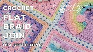 Crochet Continuous Flat Braid Join As You Go Granny Square Joining Youtube Crochet Square Blanket Joining Granny Squares Joining Crochet Squares