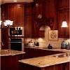Many cabinet manufacturers make darker colored cabinets of wood, such as cherry, maple, oak, hickory and alder. 1