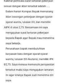 Buatlah Kalimat Pembuka Surat Lamaran Pekerjaan Yang Sesuai Dengan Iklan Berikut Perusahaan Brainly Co Id