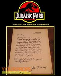 Jurassic Park John Hammon Letter Prop Replica replica movie prop