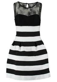 Guess Manola Cocktail Dress Party Dress Black White Striped Zalando Co Uk Striped Bridesmaid Dresses White Striped Dress Black White Stripes
