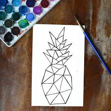 Come Download This Free Pineapple Coloring Page And Watercolor Pineapple Print Perfect For Summer Geometric Drawing Geometric Art Art Projects