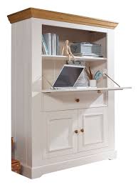 Büroschrank & büroschranksysteme online bestellen bei contorion: Sekretar Buro Schrank Milan 1 Klappe 2 Holzturen 1 Schublade Pinie Nordica Weiss Gewachst Casamia Wohnen