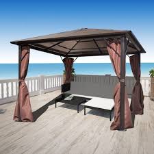 Kostenlose lieferung für viele artikel! Pavillon Mit Vorhangen Braun Aluminium 300 X 300 Cm