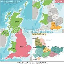 Inglaterra é uma das nações constituintes do reino unido. Mapa Leste Inglaterra Sul Mapa Inglaterra Oficial Um Regioes Subdivisoes Nove Leste Sul Canstock