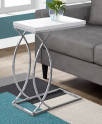 Monarch Specialties Chrome Metal Edgeside Accent Table In Glossy White Reviews Home Macy S In 2020 Metal Furniture Accent Table Glass Accent Tables
