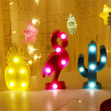 Cute Led Flamingo Unicorn Night Lights Marquee Sign Pineapple Cactus Star Luminary Cartoon Wall L 2020 Yaratici Fikirler Lamba