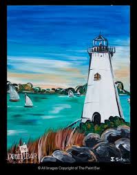 The Paint Bar Get Ready To Paint Drink And Be Merry Lighthouse Painting Lighthouse Art Painting