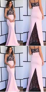 Pink Mermaid Prom Party Dresses With Black Lace Fashion Evening Dresses Simple Mermaid Evening Dress Fashion Evening Dresses Prom Elegant Bridesmaid Dresses