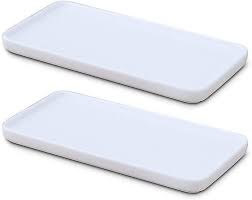 Sold and shipped by mdesign. Amazon Com Ceramic Vanity Tray Small Rectangle Bathtub Tray Bathroom Organizer Cosmetics Holder For Tissue Candle Towel Plant Jewelry Ring Dish Dresser Perfume Shampoo White 2 Pcs Small Home Kitchen