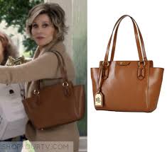 Grace And Frankie Season 2 Episode 2 Grace S Brown Leather Bag Shop Your Tv Brown Leather Bag Frankie Brown Purses