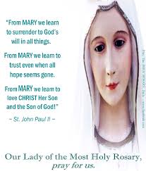 Mary, our model and mother, by your obedience and patience you have taught  us how to be true children of God. Please help us by your powerful  assistance to overcome all our