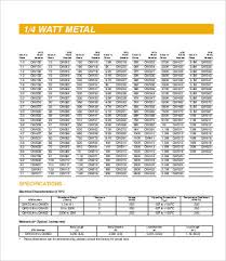 Resistor Chart 8 Free Word Pdf Documents Download Free