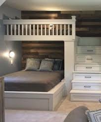 Discover more posts about bunkbed. Love The Shiplap Rustic Wall And The Bunk Storage In The Stairs For The Lake House Creative Use Of Space Guest Room Design Bunk Beds Built In Home Bedroom