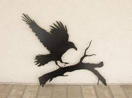 Raven Metal Wall Art Metal Art Metal Home Decor Metal Etsy In 2021 Metal Bird Wall Art Raven Silhouette Metal Art