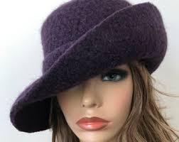 Women's Felted Hat with 3.5” Wide Brim, Wool Felted Floppy Hat, Handmade  Felt Hat