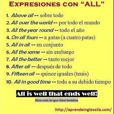 Expresiones Con All Aprender Ingles Educacion Ingles Vocabulario En Ingles