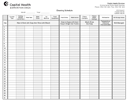 Restaurant Food Storage Chart Cleaning Schedule Template