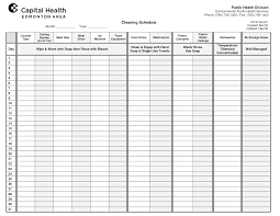 restaurant food storage chart cleaning schedule template