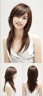 Korean side bangs stay visible even when your hair is tied up, giving a feminine vibe at all times. 20 Fabulous Long Layered Haircuts With Bangs Pretty Designs Hair Styles Layered Haircuts With Bangs Long Hair Girl