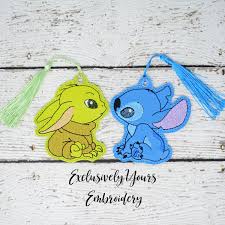 Baby Yoda And Stitch Bookmark Set Exclusively Yours Embroidery