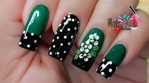 Decoración de uñas fáciles de hacer en casa. Diseno De Unas Facil De Hacer Unas Flores Faciles Con Puntero Diseno De Unas En Color Verde Youtube