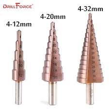 Metal Drill 4 12 20 32mm Step Drill Bit Hssco High Speed Steel Cone Cobalt Drill Bits Tool Set Hole Cutter For Stainless Step Drill High Speed Steel Drill Bits