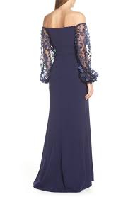 Eliza J Off The Shoulder 3d Floral Sleeve Scuba Crepe Evening Dress Nordstrom Nordstrom Dresses Evening Dresses Dresses