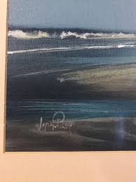 Wayne Fulcher 1936-2016 Signed Painting Outer Banks Beach Scene With  Lighthouse