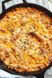 Creamy Ground Beef And Cauliflower Rice Casserole Ground Beef Cauliflower Recipe Cauliflower Rice Casserole Cauliflower Casserole Recipes