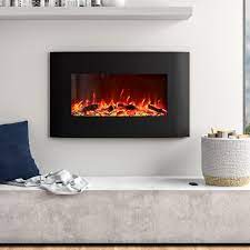 Best wall mount electric fireplaces: Orren Ellis Razo Curved Wall Mounted Electric Fireplace Reviews Wayfair Ca
