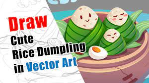 In ancient times these rice dumplings, 粽子(zòngzi), were made from. Draw Cute Rice Dumpling In Vector Art Happy Dumpling Festival 2020 Youtube