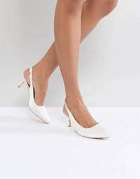 True Decadence White Satin Kitten Heeled Sling Back Shoes Kitten Heels Kitten Heel Shoes Wedding Shoes Comfortable