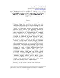 This is a task for the first year student who take titas subject to make a proposal and video regarding issues which influence our current civilization.our. Pdf Pengaruh Penggunaan Internet Sebagai Salah Satu Sumber Belajar Terhadap Prestasi Mahasiswa Pendidikan Ekonomi Universitas Kanjuruhan Malang