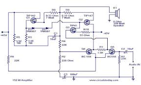 1000 watts amplifier circuit diagram using 2sc5200 and 2sa1943. 150 Watt Amplifier Circuit