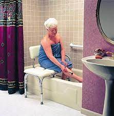 Shower chairs are disability aids that prevent dangerous maneuvers in the bathroom and help you clean your body in a more comfortably position. Pin By Mary Schwier On Accessible Bathroom Transfer Bench Shower Chair Handicap Bathroom