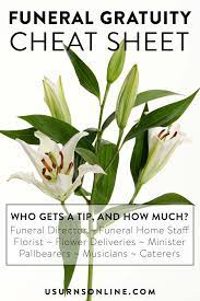 The Funeral Gratuity Cheat Sheet Should I Tip The Funeral Director Minister Florist F Funeral Planning Checklist Funeral Planning Estate Planning Checklist