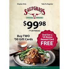 Complete with breads, soups and desserts, made from scratch daily. Saltgrass Steakhouse Landry S 120 Value Gift Cards 2 X 50 Plus 20 Bonus Sam S Club