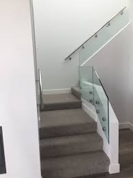 Glass Standoff Railing Wall Mounted Hand Rail Regal Shelf And Mirror Calgary Alberta Canada Glass Railing New Homes Handrail