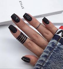 Almond Black Acrylic Nail Designs 33 Natural Acrylic Black Almond Square Nail Designs For Short Nails Minimalist Nails Minimalist Nail Art Black Nail Designs