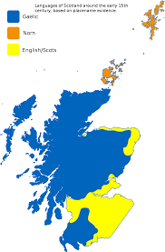 Languages Of Scotland Around The Early 15th Century Scotland Map Map Of Britain Scotland