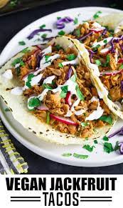 Easy Vegan Jackfruit Tacos Recipe Jackfruit Tacos Jackfruit Vegan Dinner Recipes