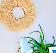 Paper Raffia Wall Art — Apricot Polkadot