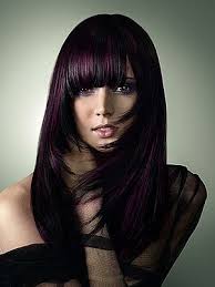 Dark Chocolate Brown Hair Mixed With Violet Frisuren Haarfarben Frisur Pony Lang