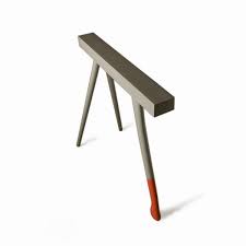 Bain de soleil et relaxation. Treteau Hetre Laque Gris Et Rouge Treteau Design Treteau Bois