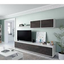 Ikea zeigt dir wohnzimmer haengeschrank ideen mit denen du platz gewinnst die optisch auch noch richtig was her machen. Wohnzimmer Fernsehschrank Mit Vier Turen Einem Hangeschrank Mit Zwei Turen Und Einem Regal Farbe Dunkelbraun Und Glanzendes Weiss 200 X 43 X 41 Cm Moebel Suchmaschine Ladendirekt De