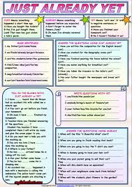 Just Already Yet Esl Grammar Exercises Worksheet Perfect Tense Present Perfect English Grammar Exercises
