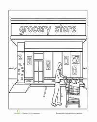 Paint The Town Grocery Store Worksheet Education Com Grocery Store Grocery Coloring Pages