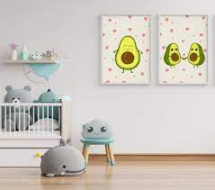 Happy Avocado Friends Nursery Print Set Of 2 Baby Room Decor Etsy Baby Room Decor Cool Gadgets To Buy Cool Things To Buy